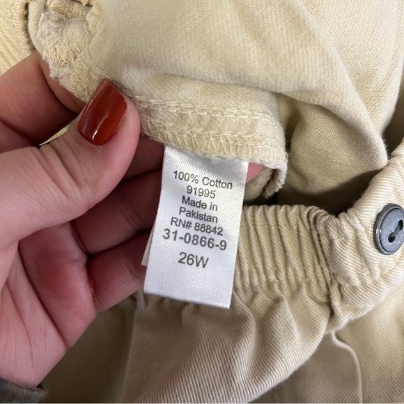 Woman Within | Tan Cream Tapered Pants 26W Stretch Waist - Picture 6 of 9